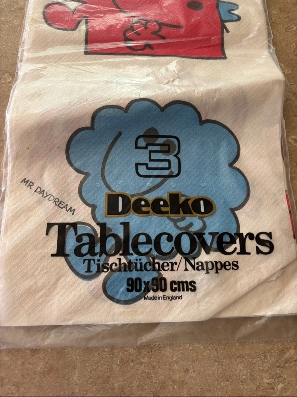 Vintage Deeko Paper Mr. Men Table Cover 35x35